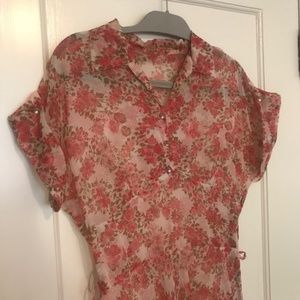 1940s Vintage Sheer Floral Dress
